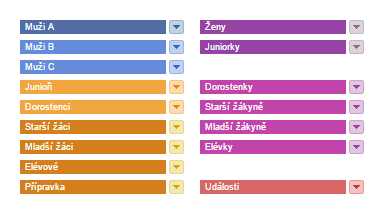 legenda barev v kalendáři FBC Přerov